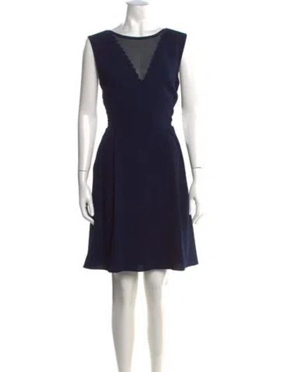 Pre-owned Reiss V-neck Knee-length Dress In Blue