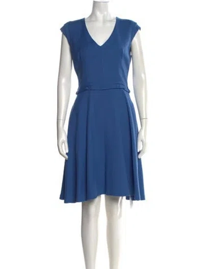 Pre-owned Reiss V-neck Knee-length Dress In Blue