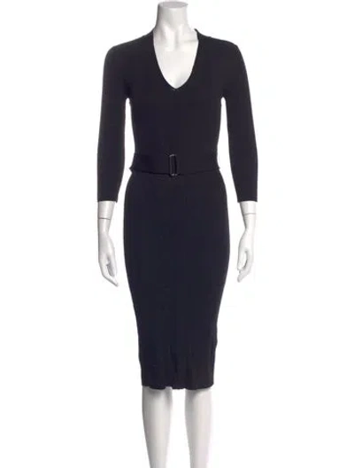 Pre-owned Reiss V-neck Knee-length Dress In Blue