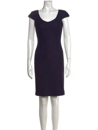 Pre-owned Reiss V-neck Knee-length Dress In Blue