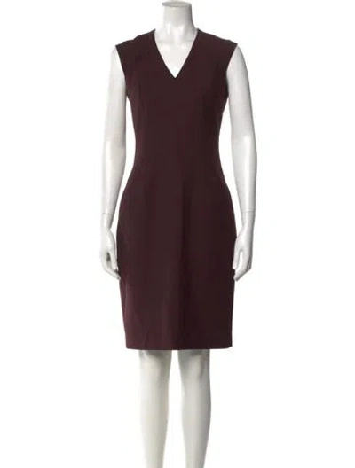 Pre-owned Reiss V-neck Knee-length Dress In Brown