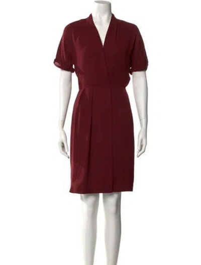 Pre-owned Reiss V-neck Knee-length Dress In Burgundy