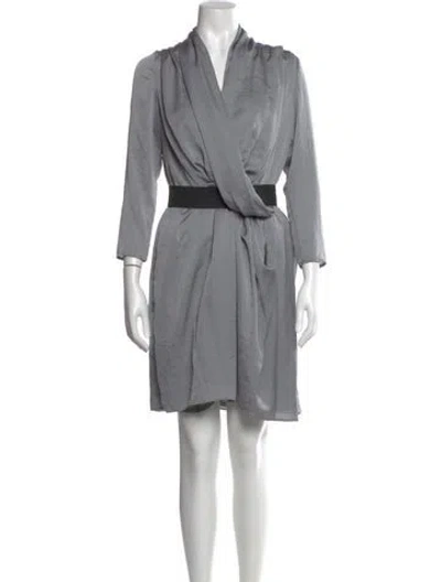 Pre-owned Reiss V-neck Knee-length Dress In Gray