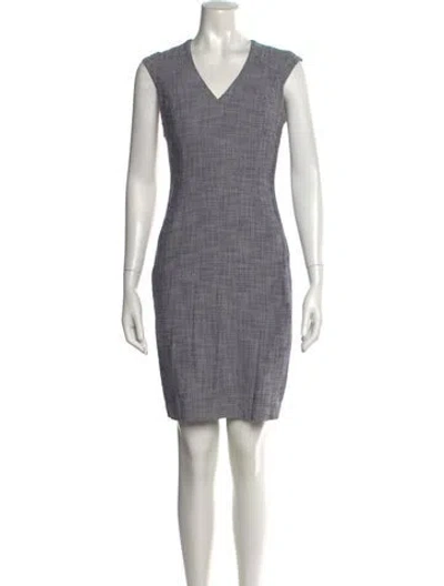 Pre-owned Reiss V-neck Knee-length Dress In Gray