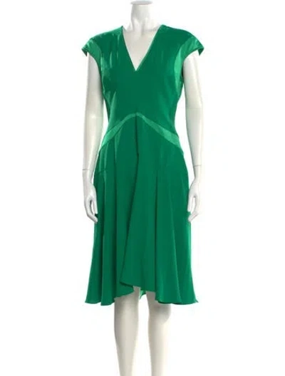 Pre-owned Reiss V-neck Knee-length Dress In Green