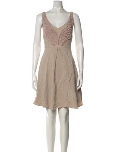 Pre-owned Reiss V-neck Knee-length Dress In Neutral