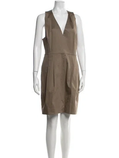 Pre-owned Reiss V-neck Knee-length Dress In Neutral