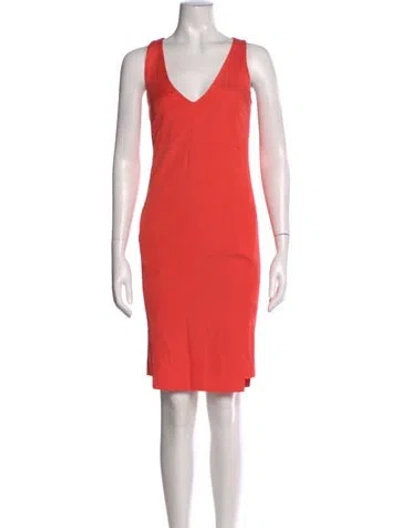 Pre-owned Reiss V-neck Knee-length Dress In Orange
