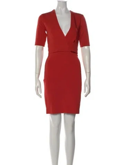 Pre-owned Reiss V-neck Knee-length Dress In Orange