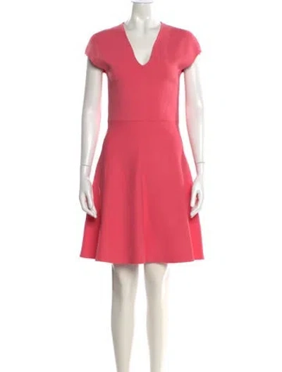 Pre-owned Reiss V-neck Knee-length Dress In Pink