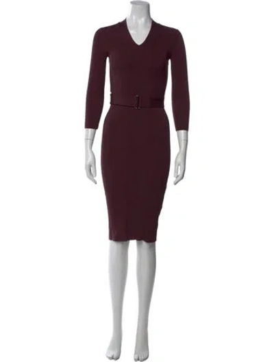 Pre-owned Reiss V-neck Knee-length Dress In Purple