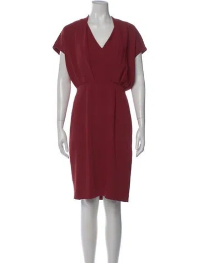Pre-owned Reiss V-neck Knee-length Dress In Red