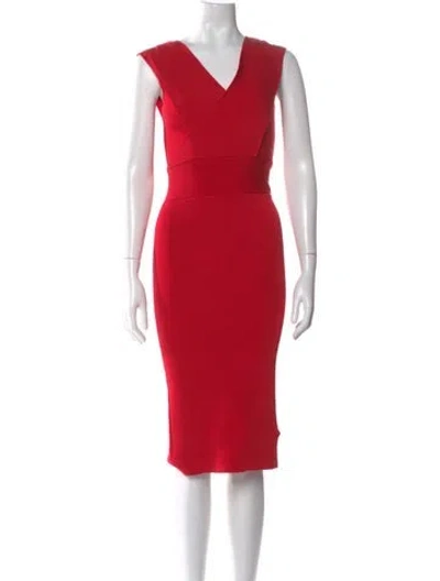 Pre-owned Reiss V-neck Knee-length Dress In Red