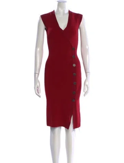 Pre-owned Reiss V-neck Knee-length Dress In Red