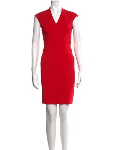 Pre-owned Reiss V-neck Knee-length Dress In Red