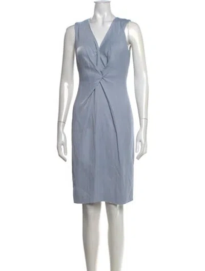 Pre-owned Reiss V-neck Knee-length Dress W/ Tags In Blue