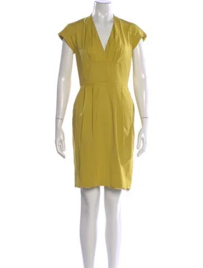 Pre-owned Reiss V-neck Knee-length Dress In Yellow