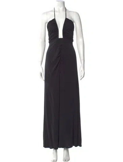 Pre-owned Reiss V-neck Long Dress In Blue