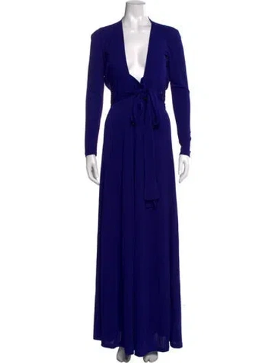 Pre-owned Reiss V-neck Long Dress In Blue