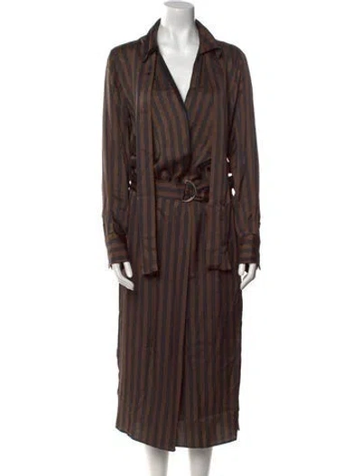 Pre-owned Reiss V-neck Long Dress In Brown