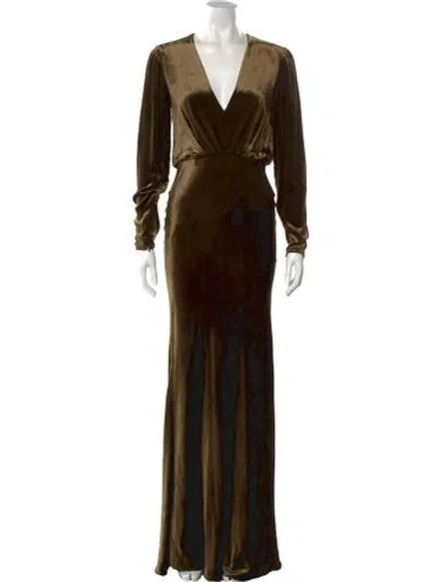 Pre-owned Reiss V-neck Long Dress In Green