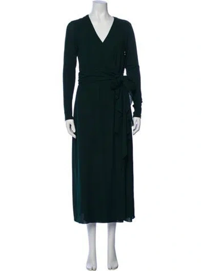 Pre-owned Reiss V-neck Long Dress In Green