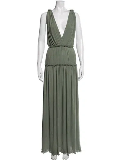 Pre-owned Reiss V-neck Long Dress In Green