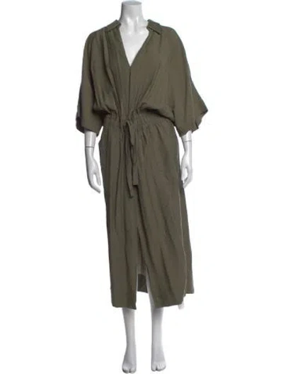 Pre-owned Reiss V-neck Long Dress In Green