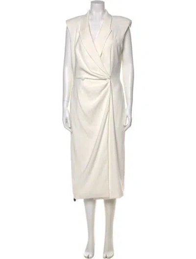 Pre-owned Reiss V-neck Long Dress In Neutral