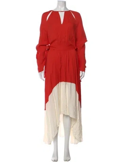 Pre-owned Reiss V-neck Long Dress In Orange