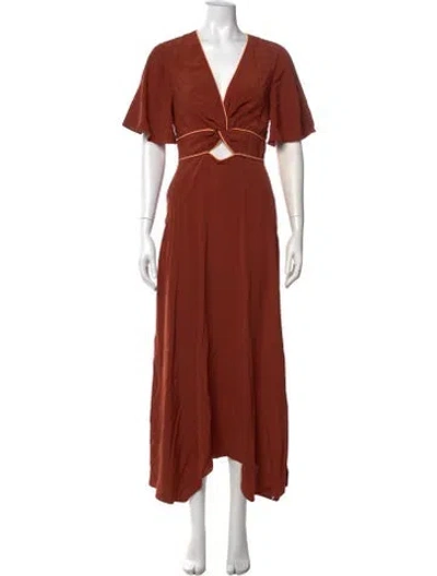 Pre-owned Reiss V-neck Long Dress In Orange
