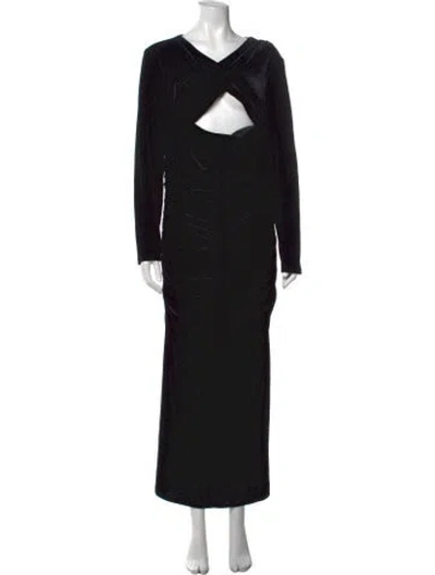 Pre-owned Reiss V-neck Long Dress W/ Tags In Black