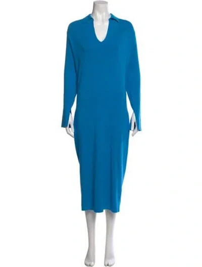 Pre-owned Reiss V-neck Long Dress W/ Tags In Blue