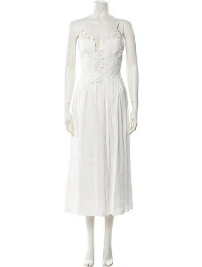 Pre-owned Reiss V-neck Long Dress In White