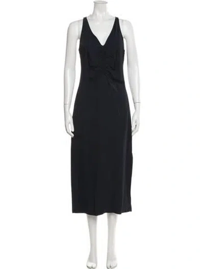 Pre-owned Reiss V-neck Midi Length Dress In Blue