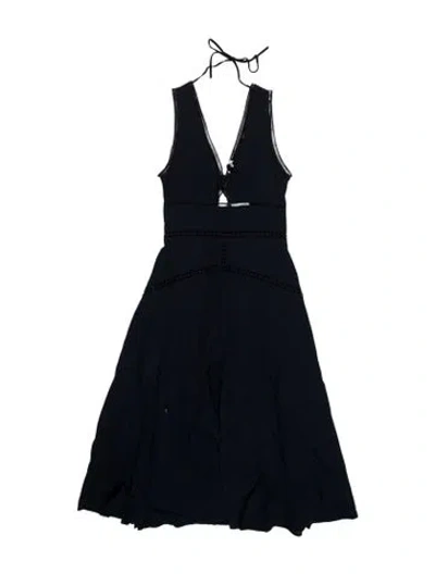 Pre-owned Reiss V-neck Midi Length Dress In Blue