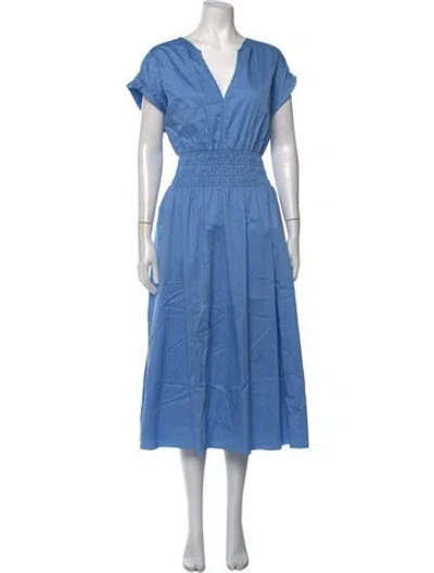 Pre-owned Reiss V-neck Midi Length Dress In Blue