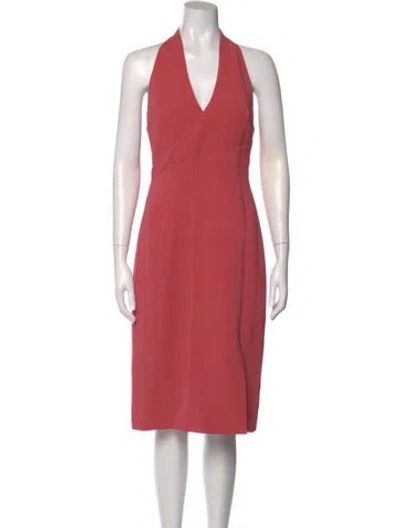 Pre-owned Reiss V-neck Midi Length Dress In Pink