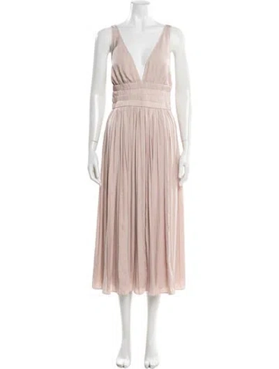 Pre-owned Reiss V-neck Midi Length Dress In Pink