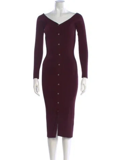 Pre-owned Reiss V-neck Midi Length Dress In Purple