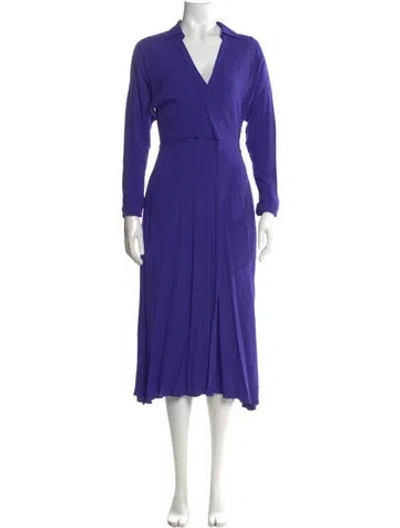 Pre-owned Reiss V-neck Midi Length Dress In Purple