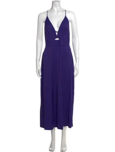 Pre-owned Reiss V-neck Midi Length Dress In Purple