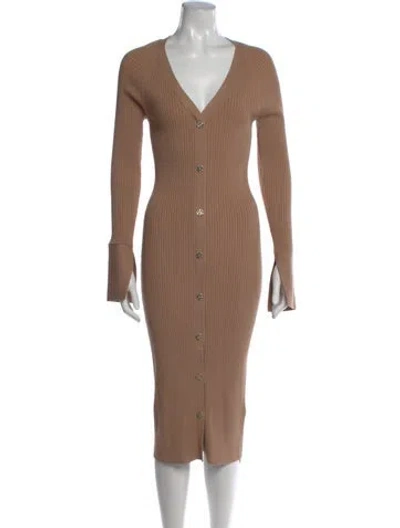 Pre-owned Reiss V-neck Midi Length Dress W/ Tags In Neutral