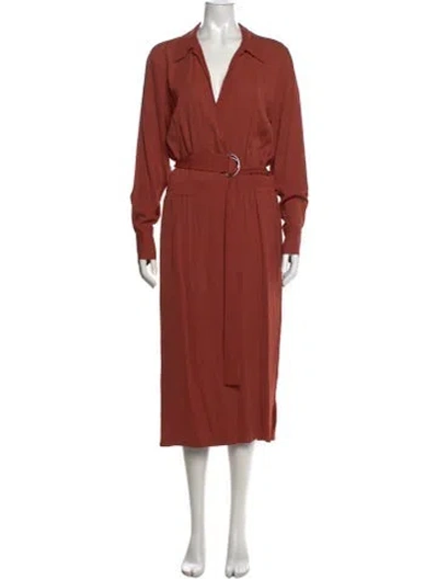 Pre-owned Reiss V-neck Midi Length Dress W/ Tags In Neutral