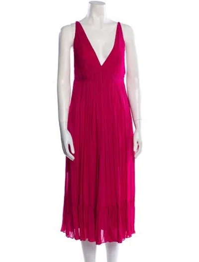 Pre-owned Reiss V-neck Midi Length Dress W/ Tags In Pink