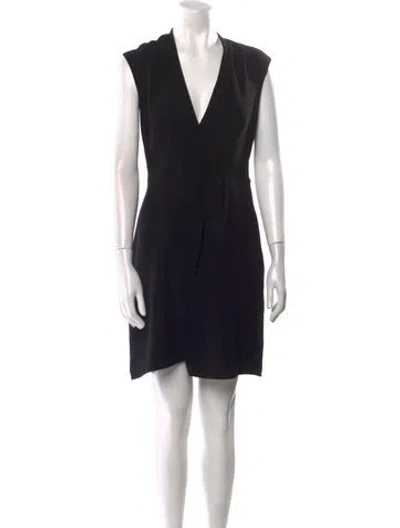 Pre-owned Reiss V-neck Mini Dress In Black