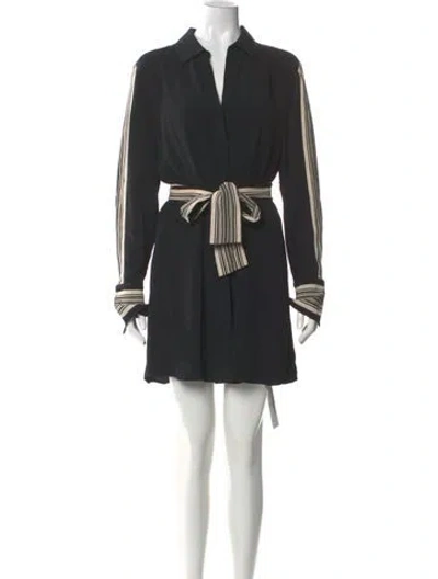 Pre-owned Reiss V-neck Mini Dress In Black