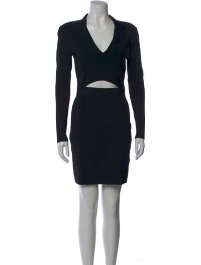 Pre-owned Reiss V-neck Mini Dress In Black