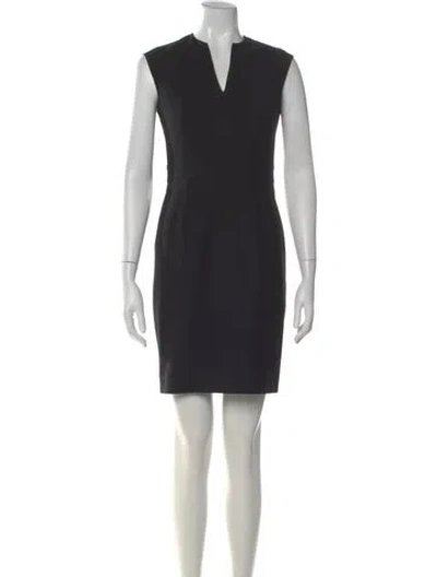 Pre-owned Reiss V-neck Mini Dress In Black
