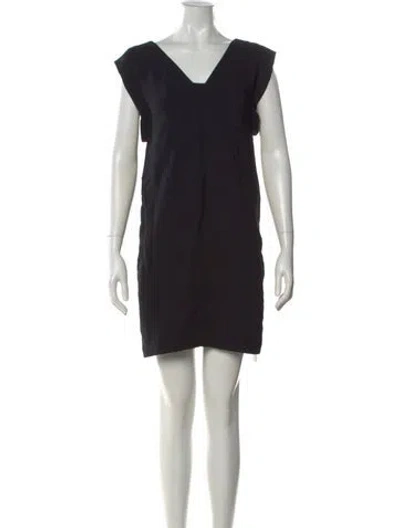 Pre-owned Reiss V-neck Mini Dress In Black